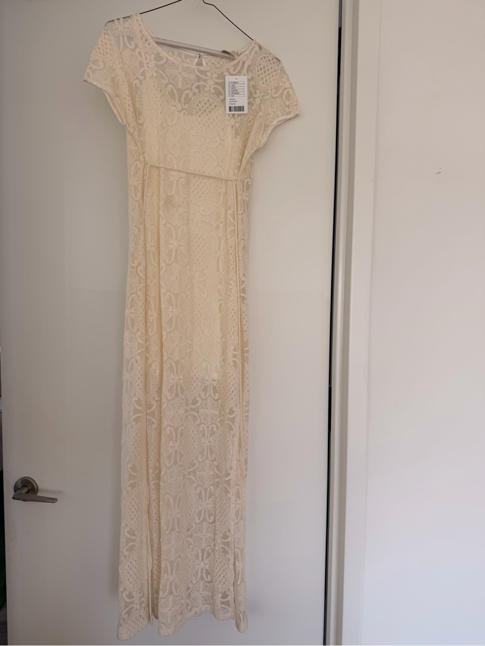 Anthropologie Cream Lace Maxi Dress